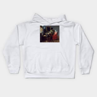 The Glass of Wine by Jan Vermeer Kids Hoodie